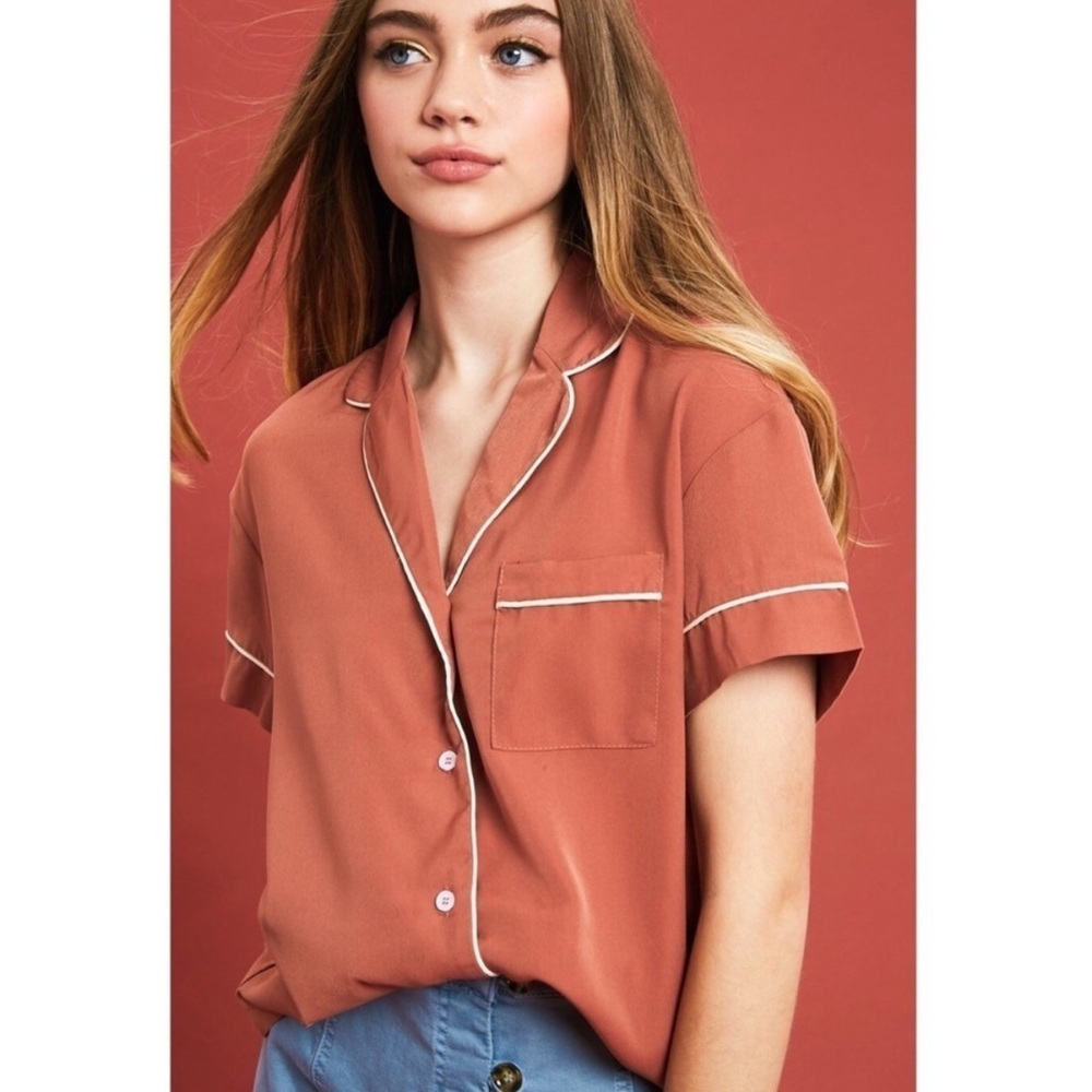 Listicle Terracotta Button-Down Shirt